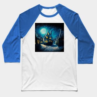 Starry Night Over Hogsmeade Village Baseball T-Shirt